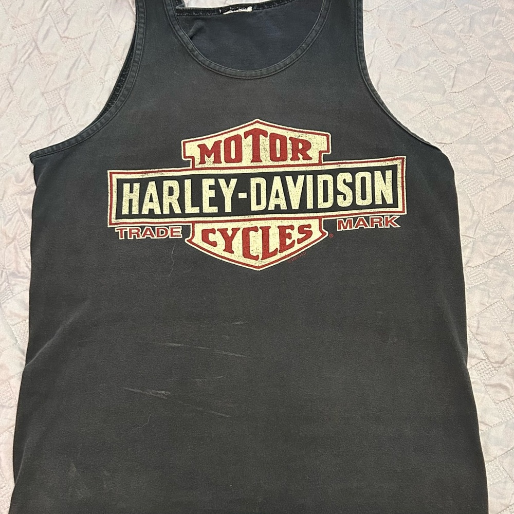 Vintage Harley-Davidson Black and Red Tank Top